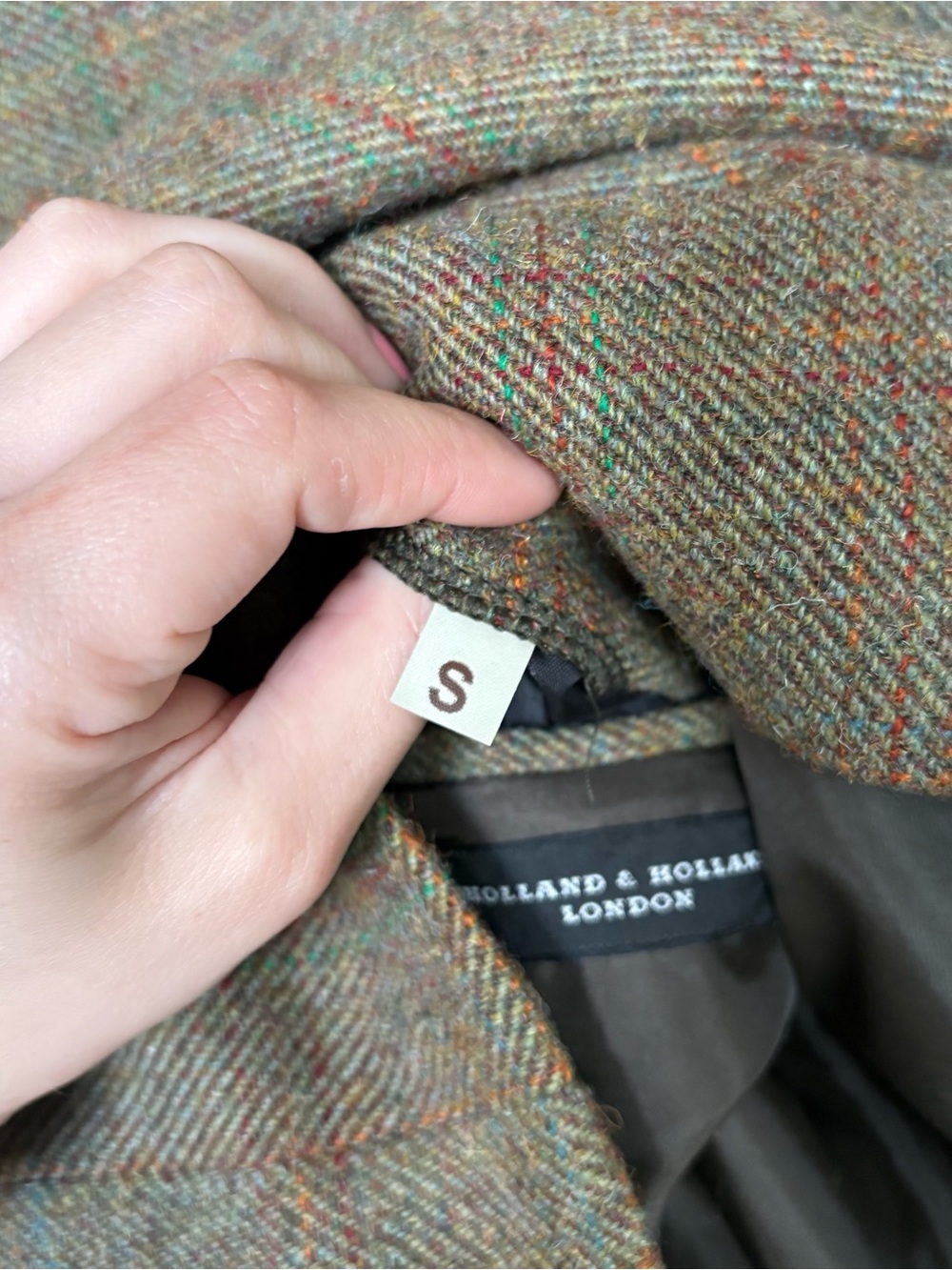 Holland & Holland Wool Tweed Full Zip Field Coat Hunting English Classic Mens S - Picture 6 of 6
